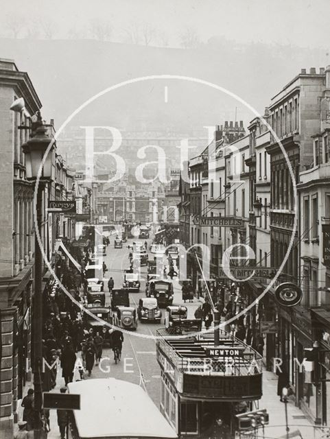 Southgate Street looking towards the Old Bridge, Bath c.1936