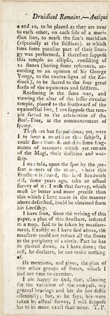 Extract discussing druid remains at Stanton Drew, Somerset 1784