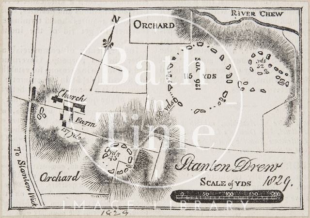 Map of druid remains at Stanton Drew, Somerset 1829