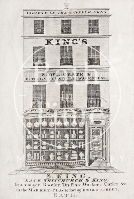 The premises of S. King, Market Place, Bath 1837