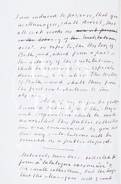 Letter from Chapman to the President of the Bath Royal Literary and Scientific Institution introducing his collection 1850