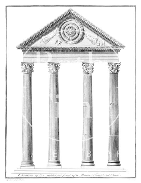 Elevation of the supposed front of a Roman Temple at Bath