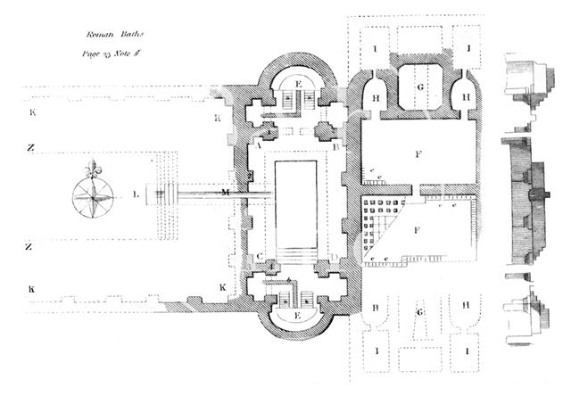 Plan of the east Roman Baths, Bath c.1820