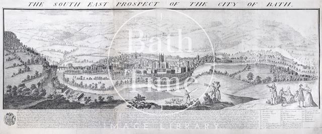 The South East Prospect of the City of Bath (above) 1734