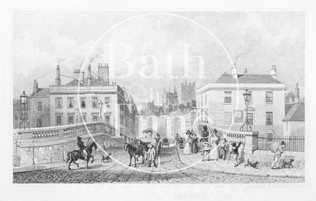 Entrance to Bath, from South side of the Bridge, Bath 1829