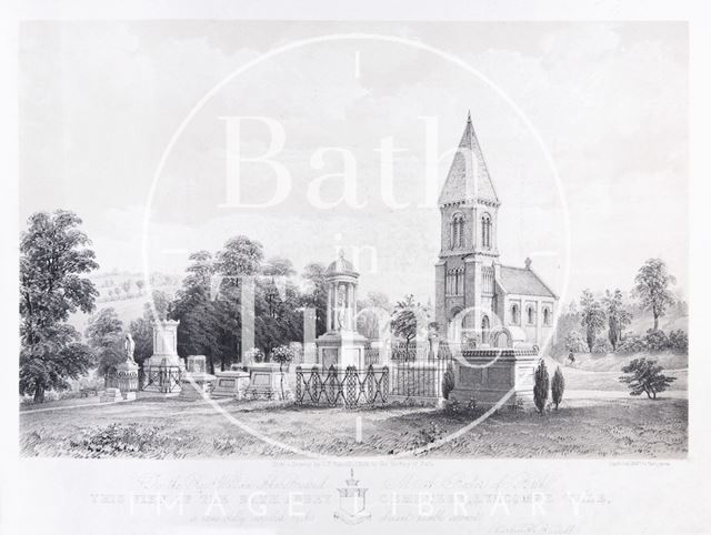 View of the Bath Abbey Cemetery, Lyncombe Vale 1850