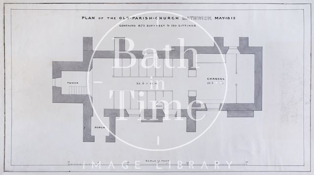 Plan of the Old Parish Church, Bathwick, Bath 1815