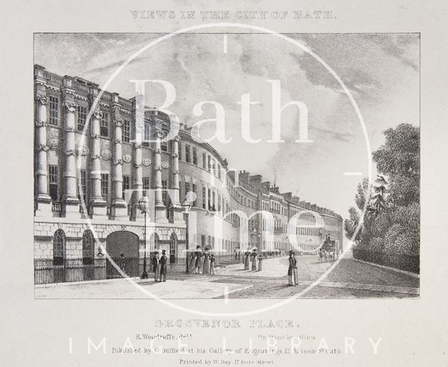 Grosvenor Place. Inscribed above the image: Views in the City of Bath c.1830