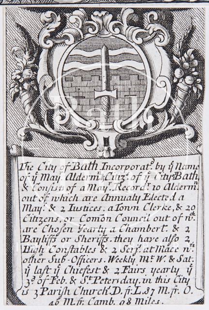 Bath City Arms and description, Bath 1694