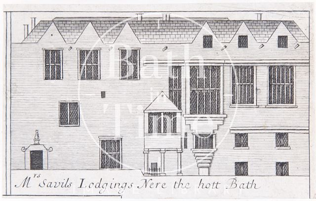 Mrs. Savil's Lodgings near the Hot Bath, Bath. Abbey Church House. Gilmore 1694 - detail