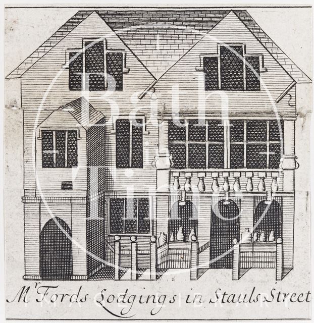 Mr. Ford's Lodgings in Stall Street, Bath. Gilmore 1694 - detail