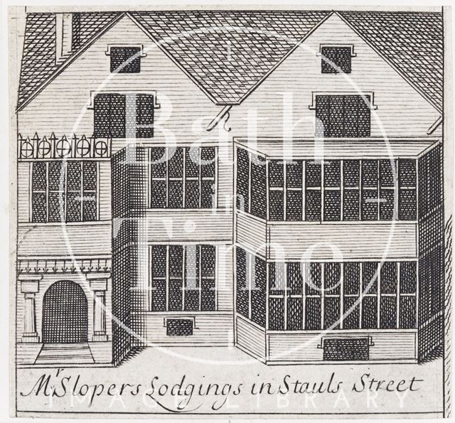 Mr. Sloper's Lodgings in Stall Street, Bath. Gilmore 1694 - detail