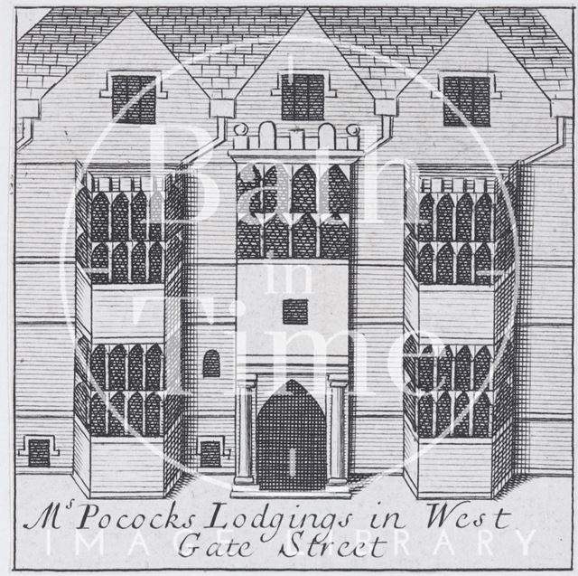 Ms. Pocock's Lodgings in Westgate Street, Bath. Gilmore 1694 - detail