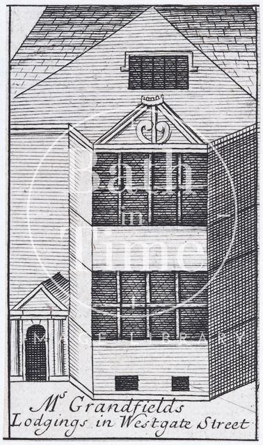 Ms. Grandfield's Lodgings in Westgate Street, Bath. Gilmore 1694 - detail