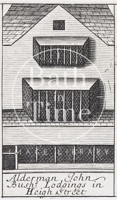 Alderman John Bush's Lodgings in High Street, Bath. Gilmore 1694 - detail