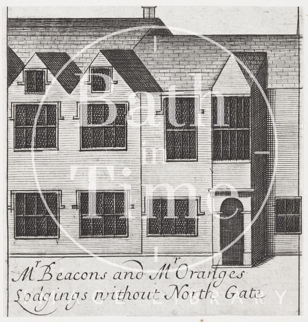 Mr. Beacon's and Mr. Orange's Lodgings without North Gate, Bath. Gilmore 1694 - detail