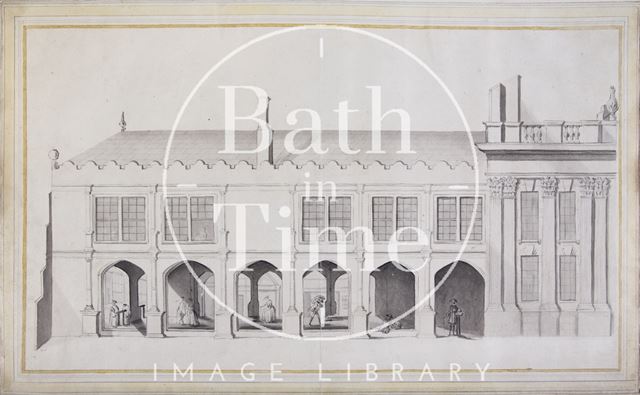 The north side of the Guildhall, Bath c.1750