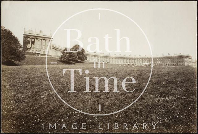 Royal Crescent with sheep grazing below, Bath c.1890