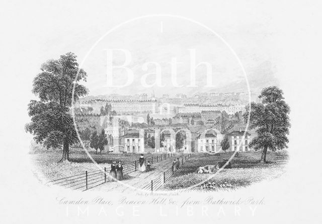 Camden Place (now Camden Crescent), Beacon Hill, &c. from Bathwick Park, Bath c.1850