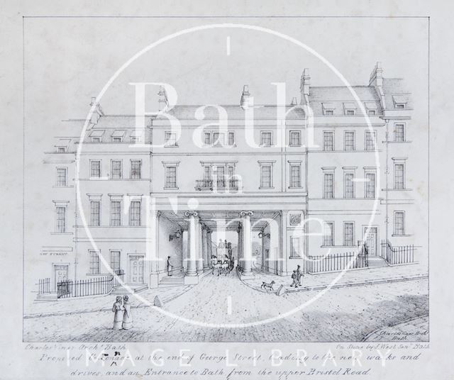 Proposed Colonnade at the end of George Street, leading to the new walks and drives and an Entrance to Bath, from the Upper Bristol Road, Bath c.1821