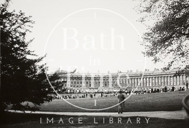 Helicopter landing in front of Royal Crescent, Bath 1970s?