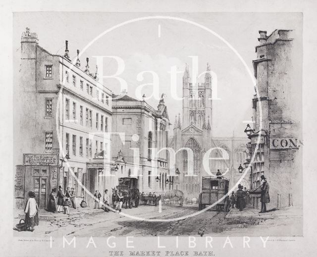 The Market Place, Bath, High Street and the White Lion Inn, Bath 1842