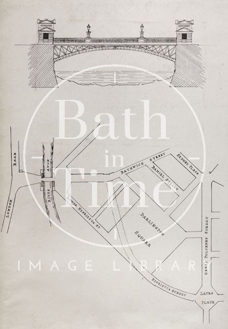 Plan for a cast iron bridge over the River Avon at Bathwick, Bath