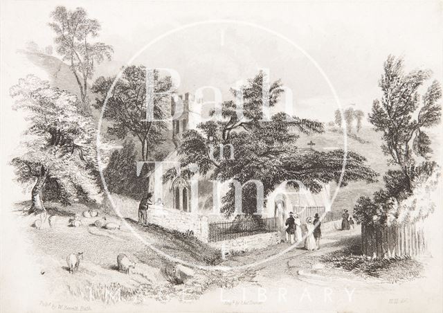 Charlcombe Church and Ancient Yew near Bath 1844