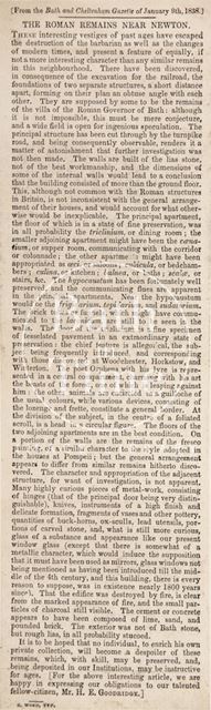 Roman remains found near Newton St. Loe near Bath 1838