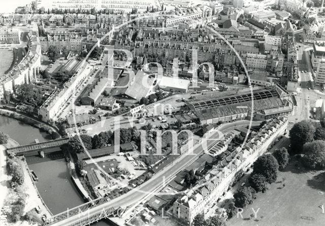 Aerial view of Green Park Station, Bath 1981