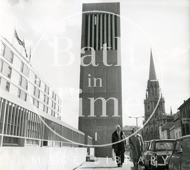 The ventilation shaft outside the Beaufort (Hilton) Hotel, Walcot Street, Bath 1973