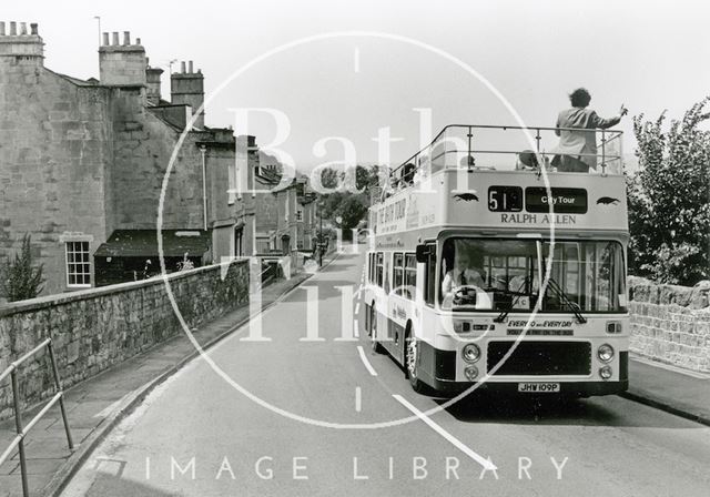 A Bath tour bus coming up Widcombe Hill, Bath 1990