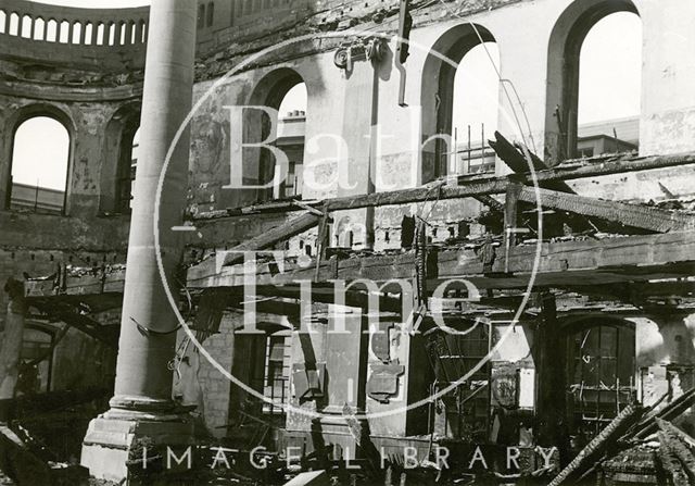 The bombed interior of St. James's Church, Bath 1942