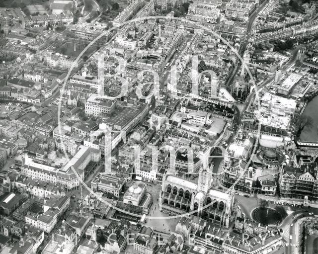 Aerial view of Bath Abbey and City Centre 1971