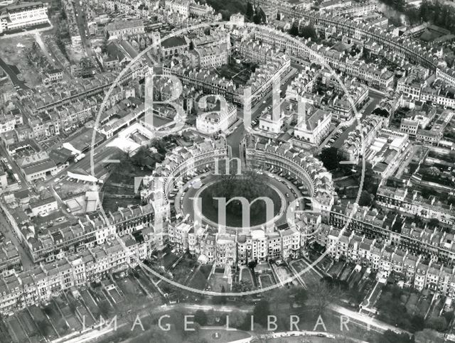 Aerial view of the Circus, Bath 1971