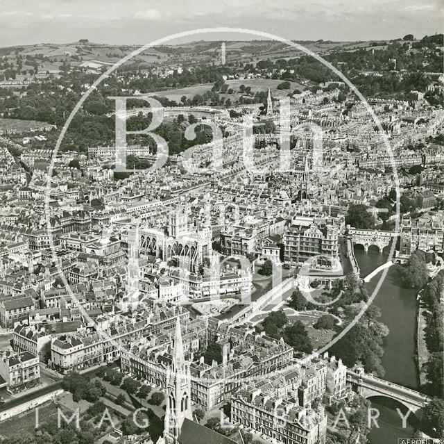 Aerial view of Bath looking towards the Abbey 1946