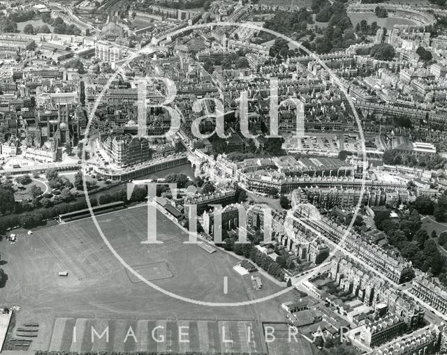 Aerial view of Bath looking over the Recreation Ground towards St. Michael's Church 1964