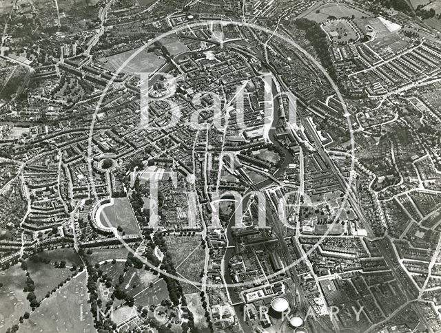 High level aerial view of the city of Bath 1935