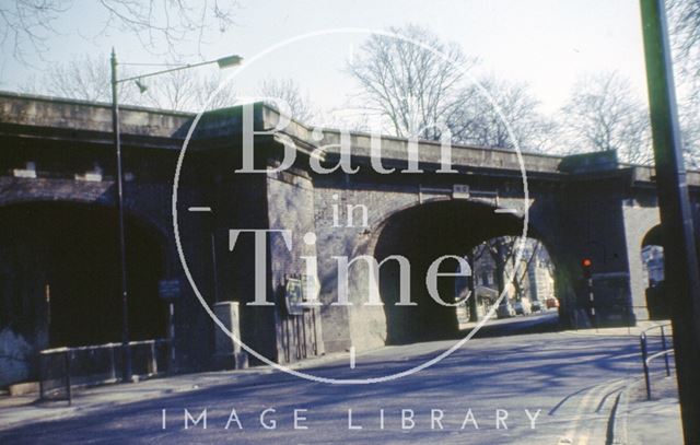 The demolition of the original railway bridge on Pulteney Road, Bath 1975