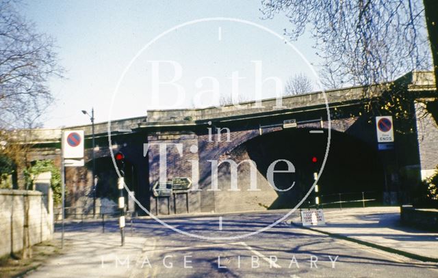 The demolition of the original railway bridge on Pulteney Road, Bath 1975