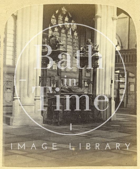 North aisle, nave, transept and Bishop Montague's tomb, Bath Abbey c.1870