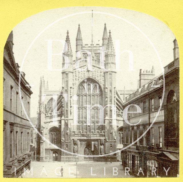 The west front of Bath Abbey from Abbey Church Yard c.1870