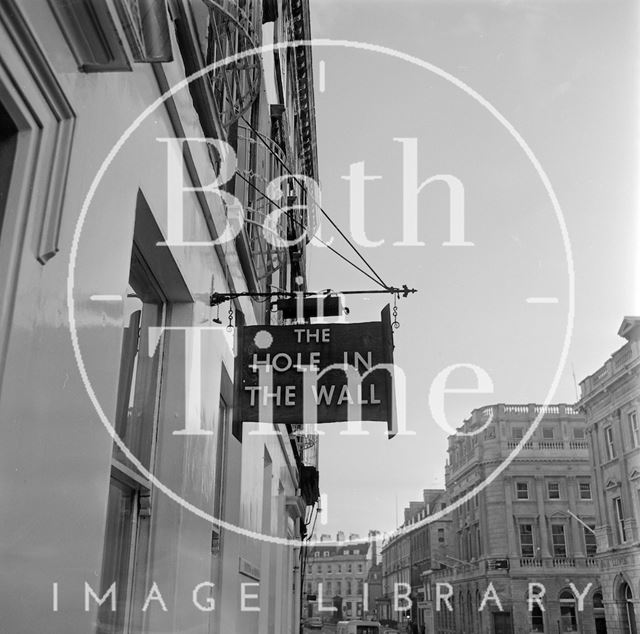 The Hole in the Wall sign, George Street, Bath 1971