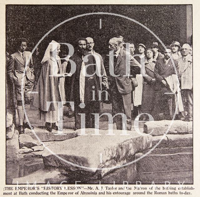 Haile Selassie at the Roman Baths, Bath 1936