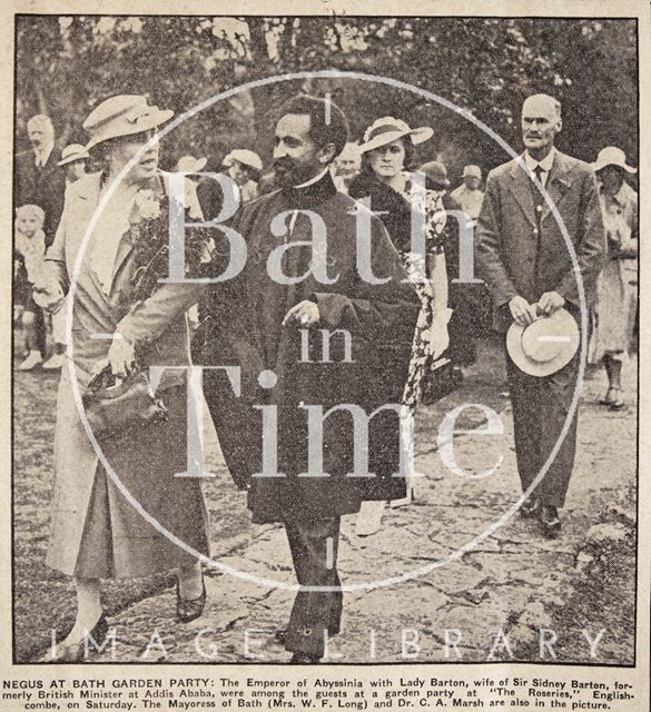 Haile Selassie at a garden party at the Roseries, Englishcombe near Bath 1937