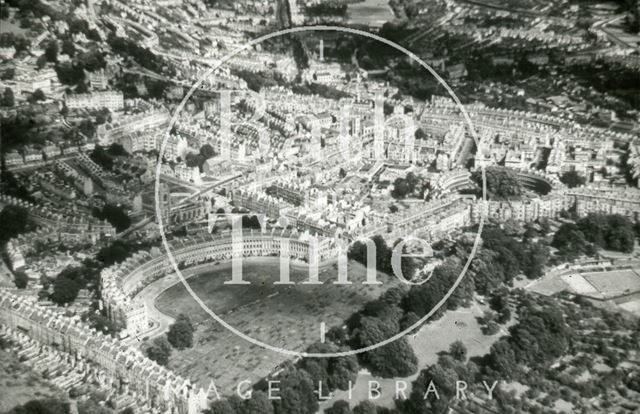 Aerial view of Royal Crescent, Circus, Bath c.1950