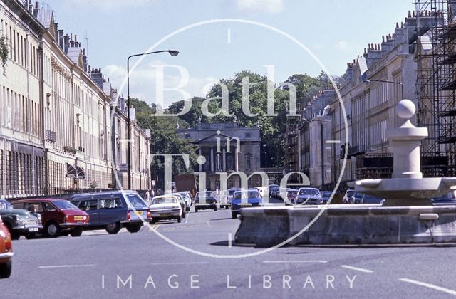 Laura Place looking up Great Pulteney Street, Bath 1978