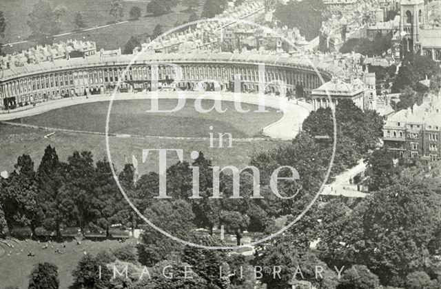 Aerial view of Royal Crescent and St. Andrew's Church, Julian Road, Bath c.1930