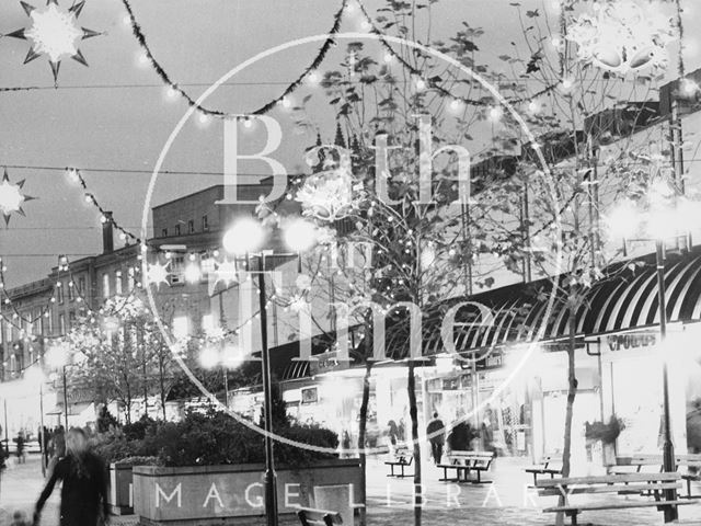 Christmas decorations in Southgate Street, Bath 1970