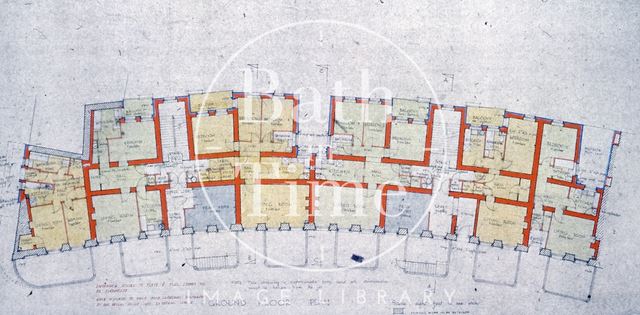 Architect's drawing for the construction of Norfolk House, 1 to 7, Norfolk Crescent, Bath 1957